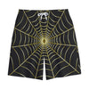 Yellow Cobweb Print Cotton Shorts