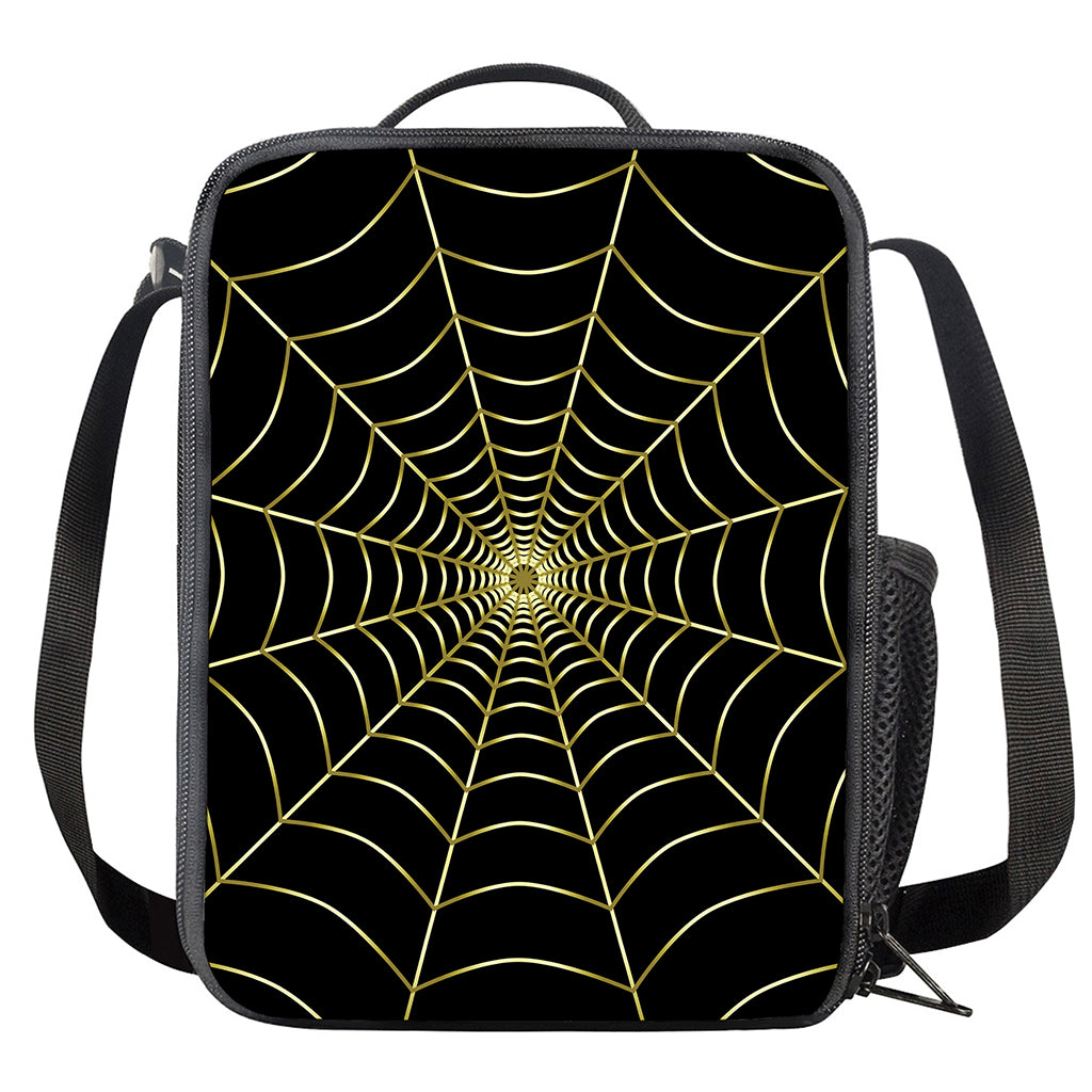 Yellow Cobweb Print Crossbody Lunch Bag