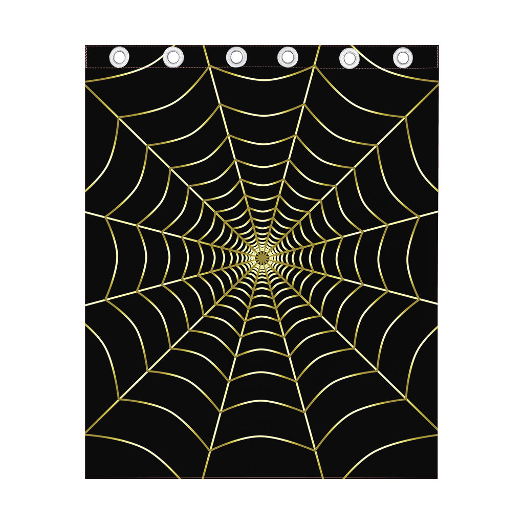 Yellow Cobweb Print Curtain