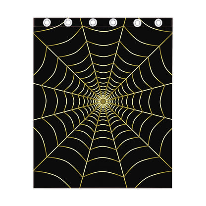 Yellow Cobweb Print Curtain