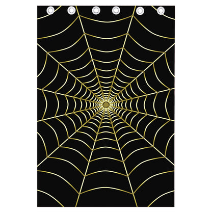 Yellow Cobweb Print Curtain