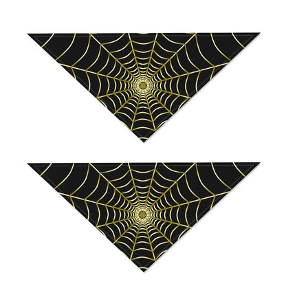 Yellow Cobweb Print Dog Bandana