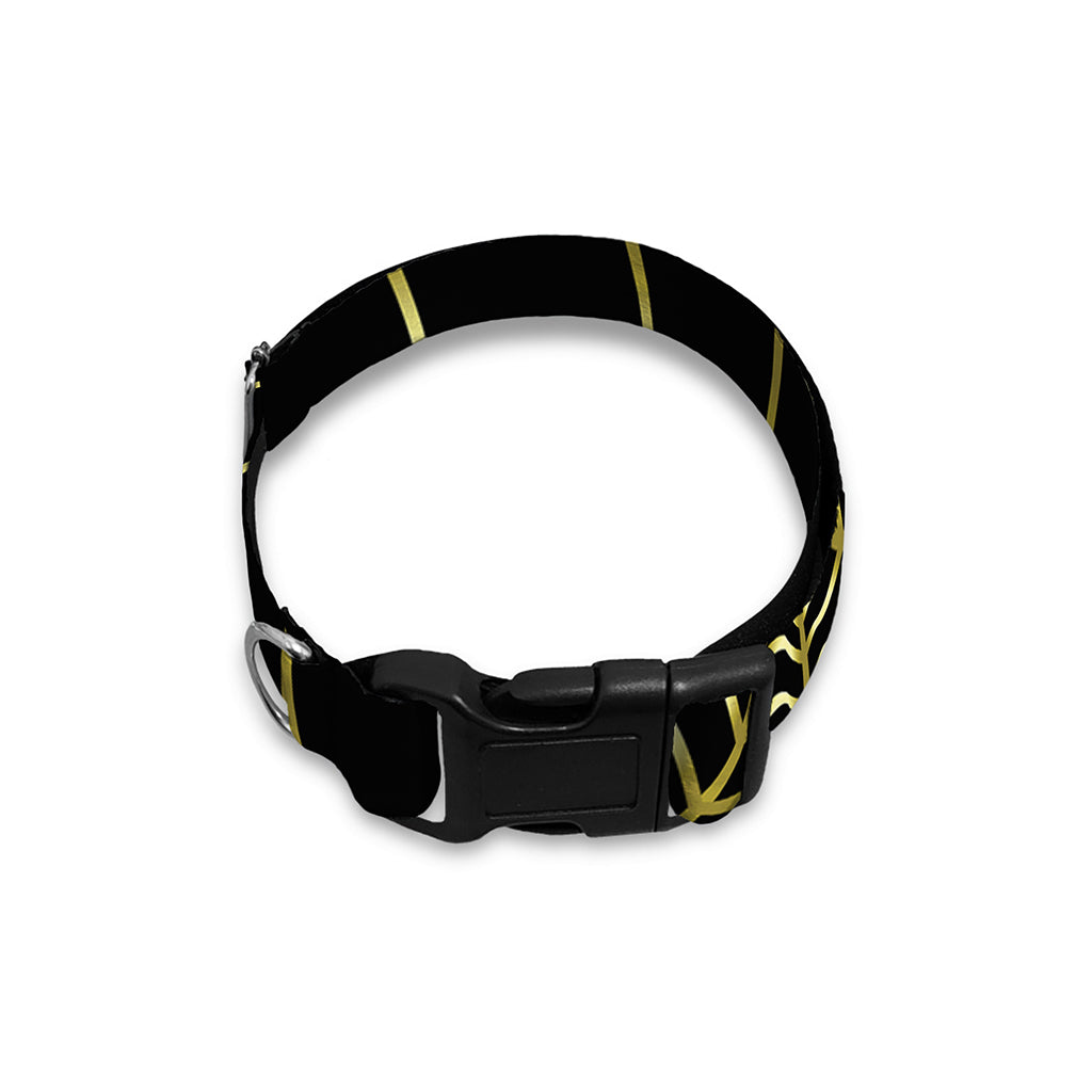 Yellow Cobweb Print Dog Collar