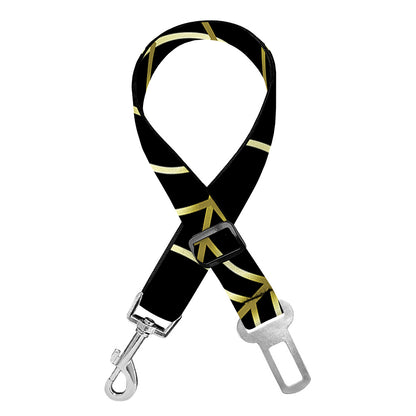Yellow Cobweb Print Dog Seat Belt