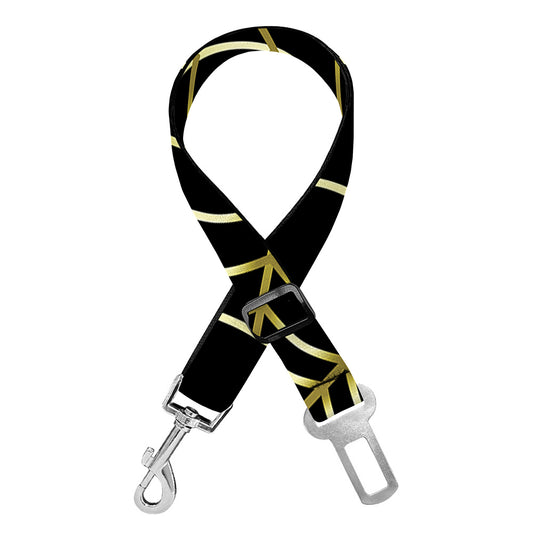 Yellow Cobweb Print Dog Seat Belt