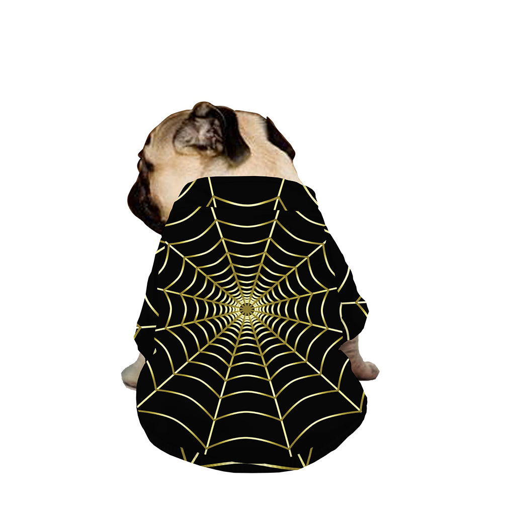 Yellow Cobweb Print Dog Zip Up Jacket
