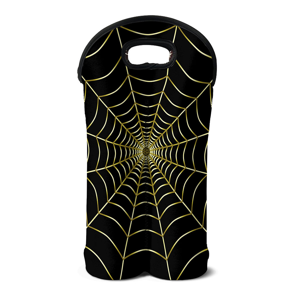 Yellow Cobweb Print Double Neoprene Wine Tote
