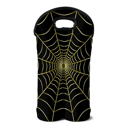 Yellow Cobweb Print Double Neoprene Wine Tote