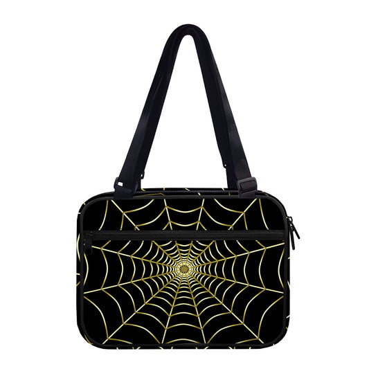 Yellow Cobweb Print Double Strap Bible Bag