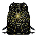 Yellow Cobweb Print Drawstring Backpack