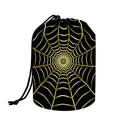 Yellow Cobweb Print Drawstring Makeup Bag