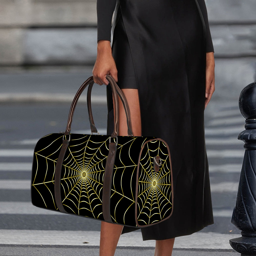 Yellow Cobweb Print Duffle Bag