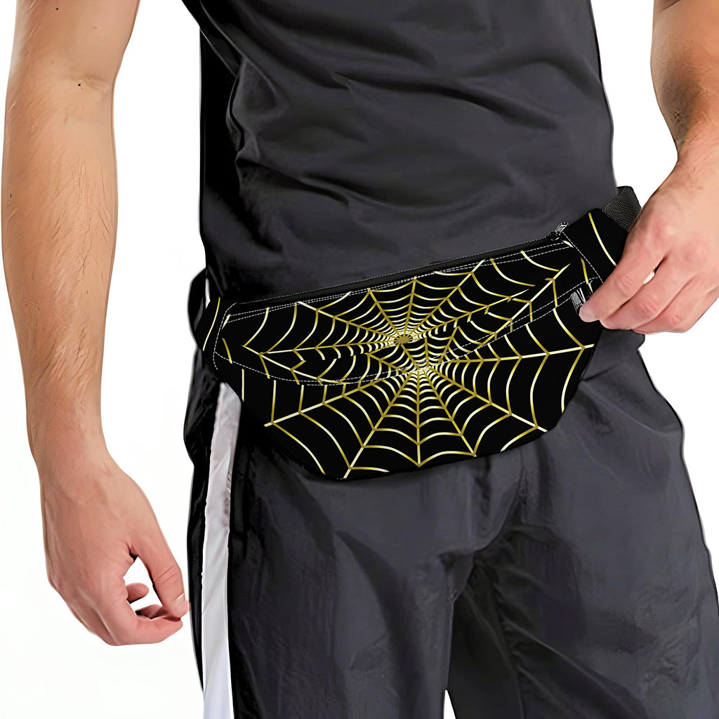Yellow Cobweb Print Fanny Pack