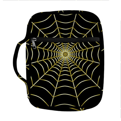 Yellow Cobweb Print Front Pocket Bible Bag