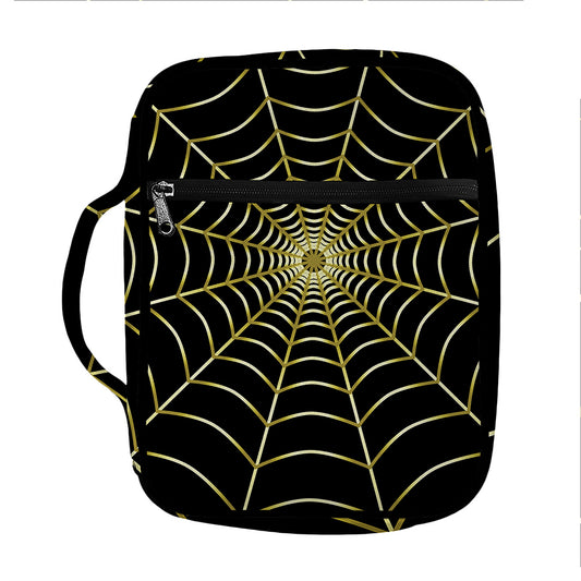 Yellow Cobweb Print Front Pocket Bible Bag