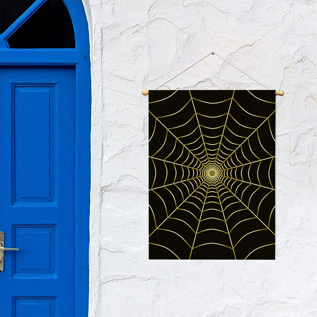 Yellow Cobweb Print Garden Flag