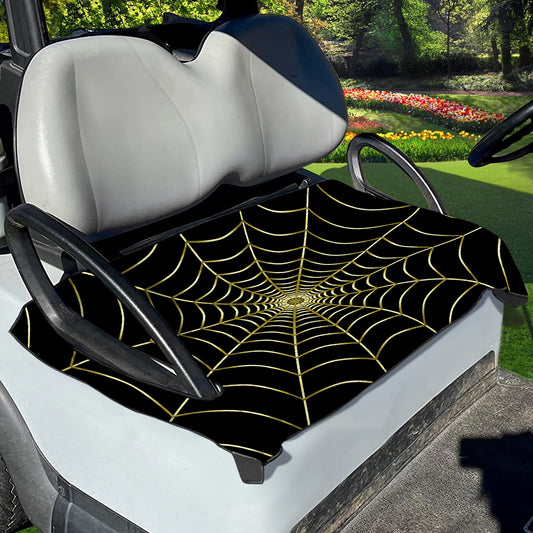 Yellow Cobweb Print Golf Cart Seat Cover