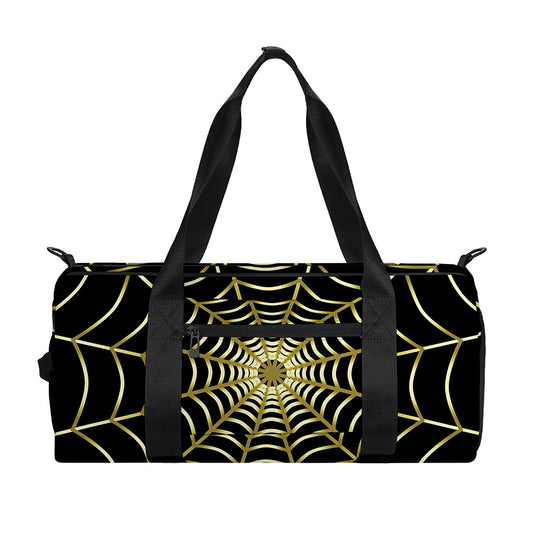 Yellow Cobweb Print Gym Bag