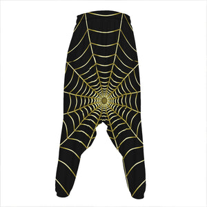 Yellow Cobweb Print Hammer Pants