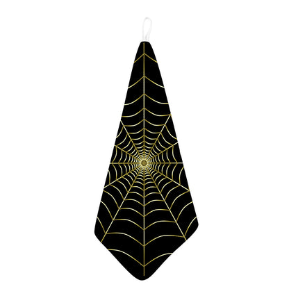 Yellow Cobweb Print Hand Towel