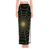 Yellow Cobweb Print High Slit Maxi Skirt