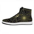 Yellow Cobweb Print High Top Leather Sneakers
