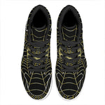 Yellow Cobweb Print High Top Leather Sneakers