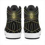 Yellow Cobweb Print High Top Leather Sneakers