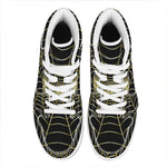 Yellow Cobweb Print High Top Leather Sneakers