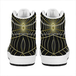 Yellow Cobweb Print High Top Leather Sneakers