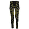 Yellow Cobweb Print High-Waisted Pocket Leggings