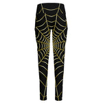 Yellow Cobweb Print High-Waisted Pocket Leggings