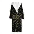Yellow Cobweb Print Hooded Bathrobe