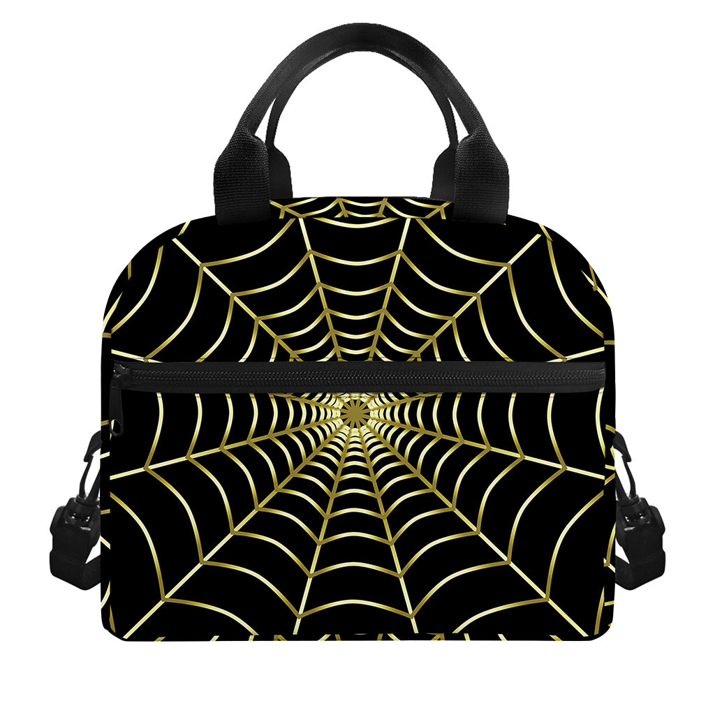 Yellow Cobweb Print Insulated Lunch Bag