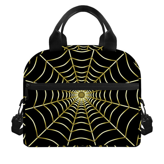 Yellow Cobweb Print Insulated Lunch Bag