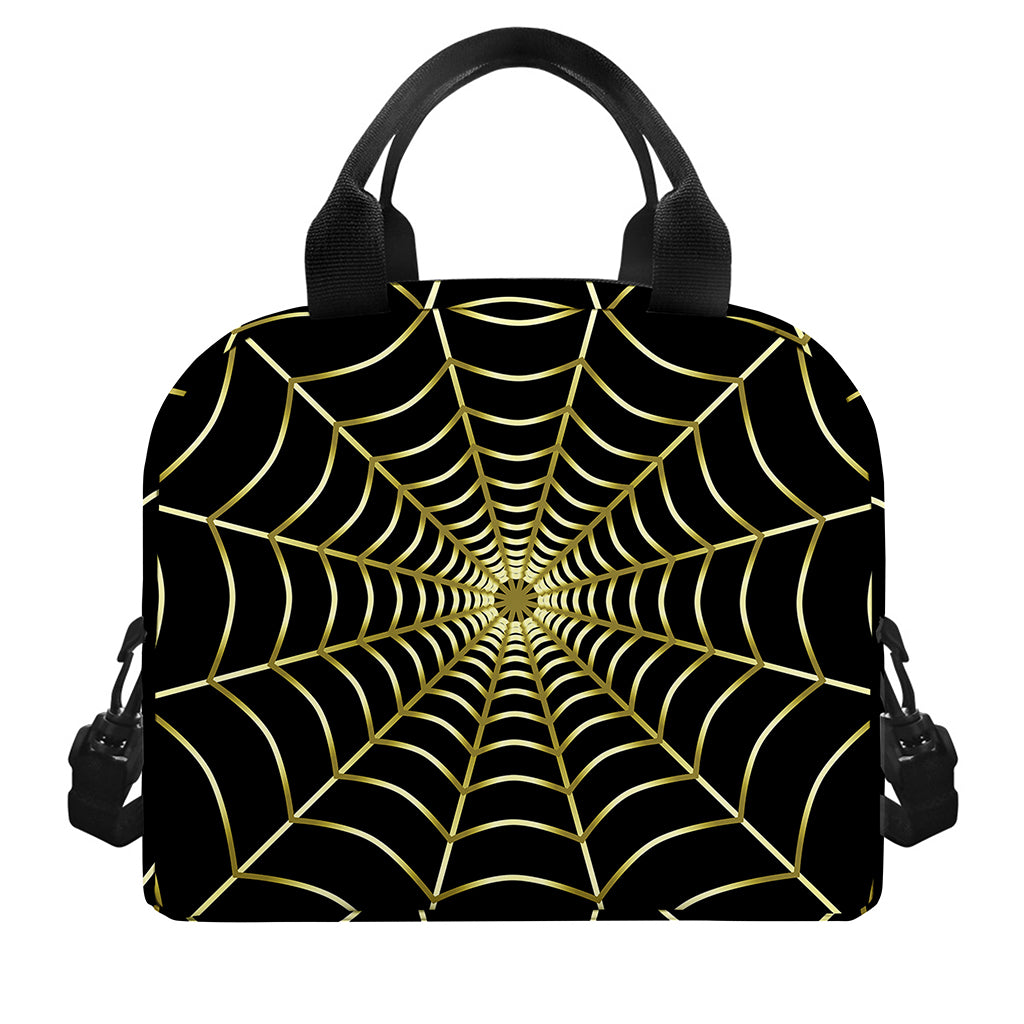 Yellow Cobweb Print Insulated Lunch Bag