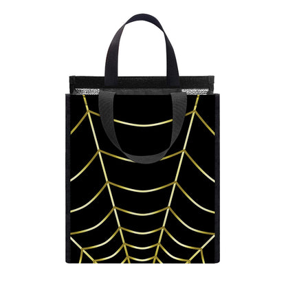 Yellow Cobweb Print Insulated Lunch Tote