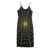 Yellow Cobweb Print Jersey Midi Cami Dress