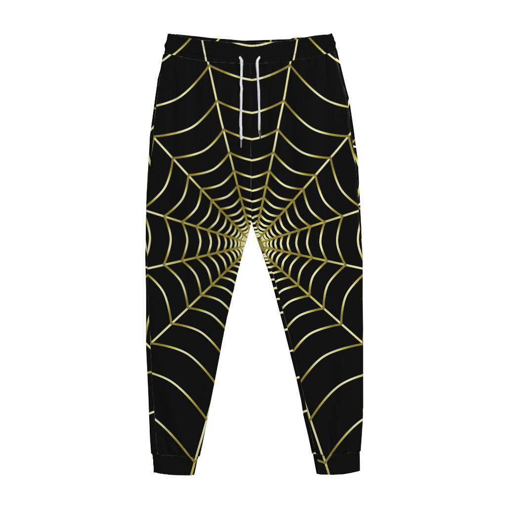 Yellow Cobweb Print Jogger Pants