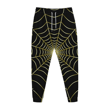 Yellow Cobweb Print Jogger Pants