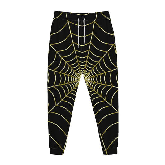 Yellow Cobweb Print Jogger Pants