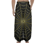 Yellow Cobweb Print Lantern Pants