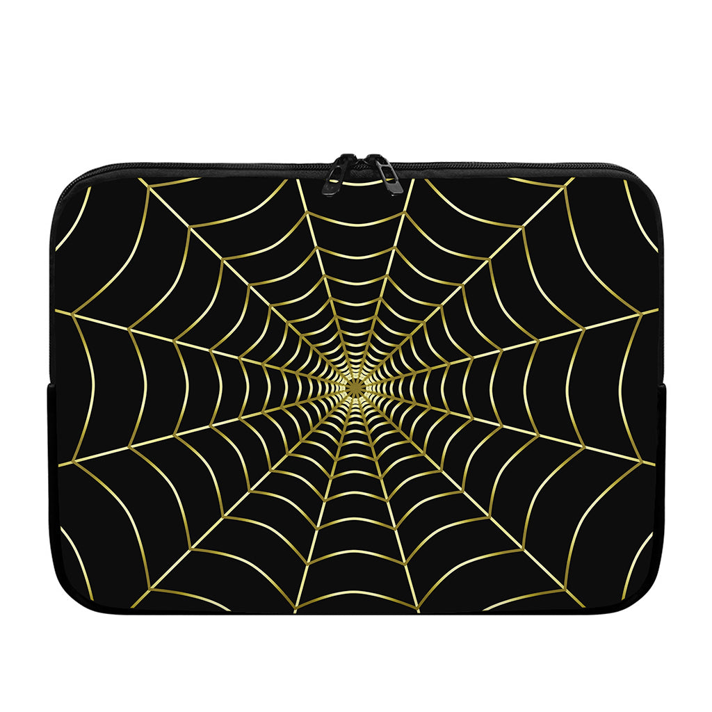 Yellow Cobweb Print Laptop Sleeve