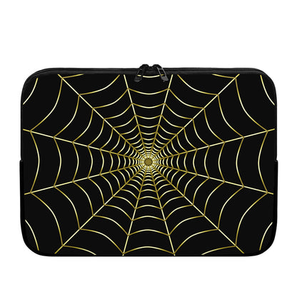 Yellow Cobweb Print Laptop Sleeve