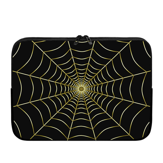 Yellow Cobweb Print Laptop Sleeve