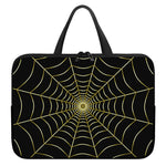 Yellow Cobweb Print Laptop Sleeve With Handle