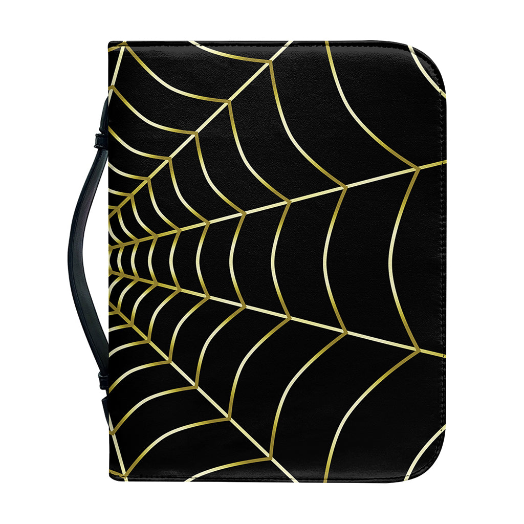Yellow Cobweb Print Leather Bible Cover