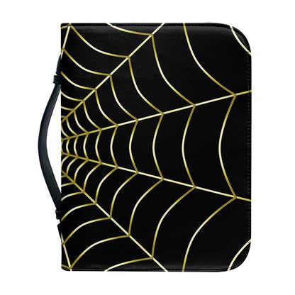 Yellow Cobweb Print Leather Bible Cover
