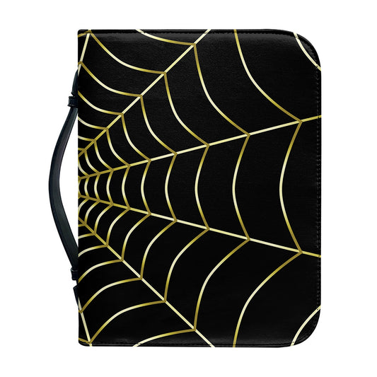Yellow Cobweb Print Leather Bible Cover