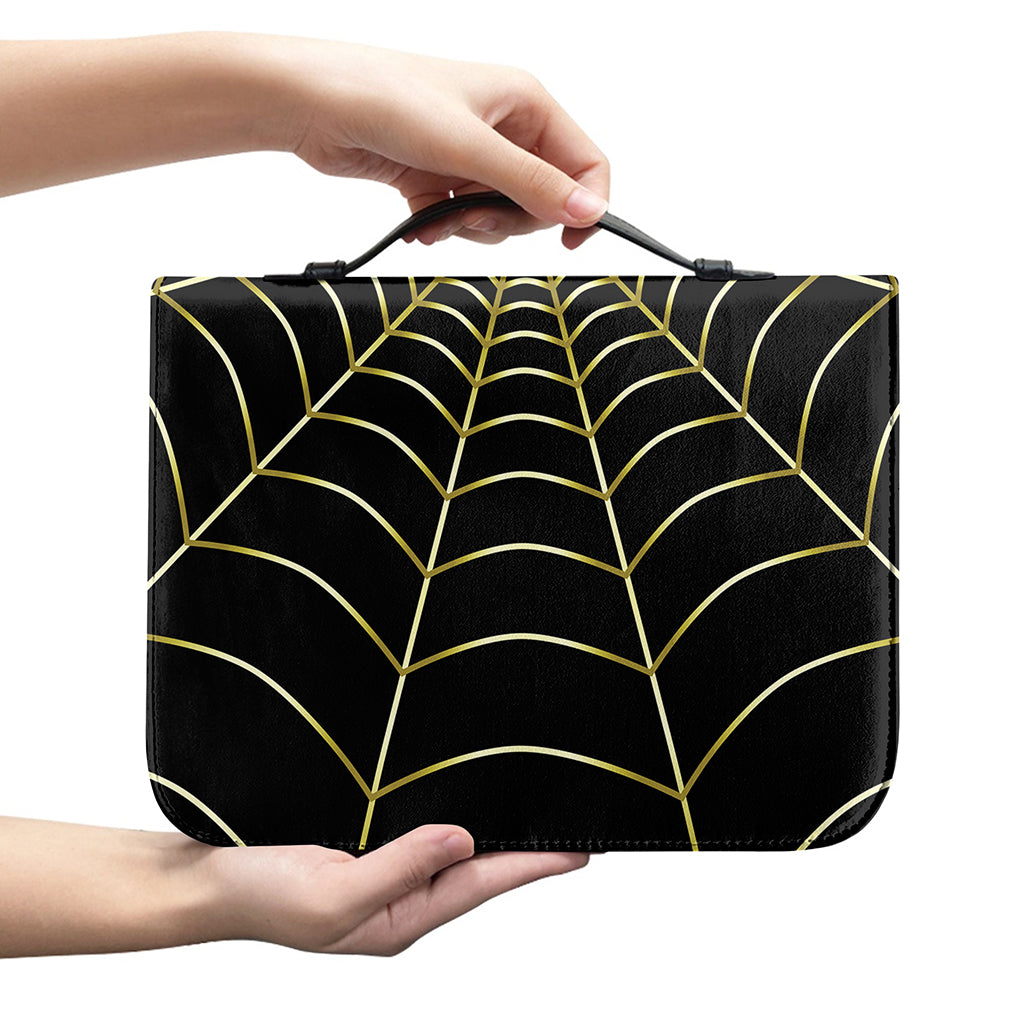 Yellow Cobweb Print Leather Bible Cover